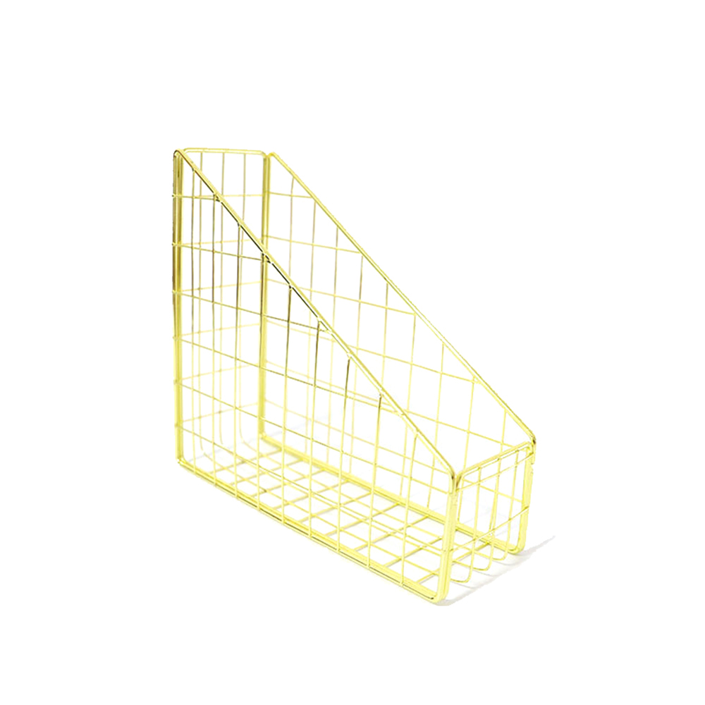 Nordic Magazine Newspaper Organizer Metal Stackable Storage Basket Frame Rack Office Desktop Rose Gold A4 Paper Finishing Basket: 03