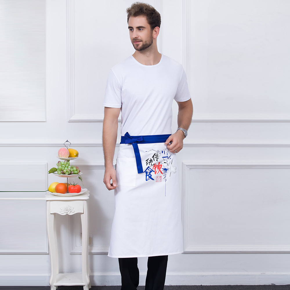 Delantal blanco negro de , , servicio de comida chino, restaurante, cafetería de cocina, panadería, Chef, camarero, delantales de limpieza