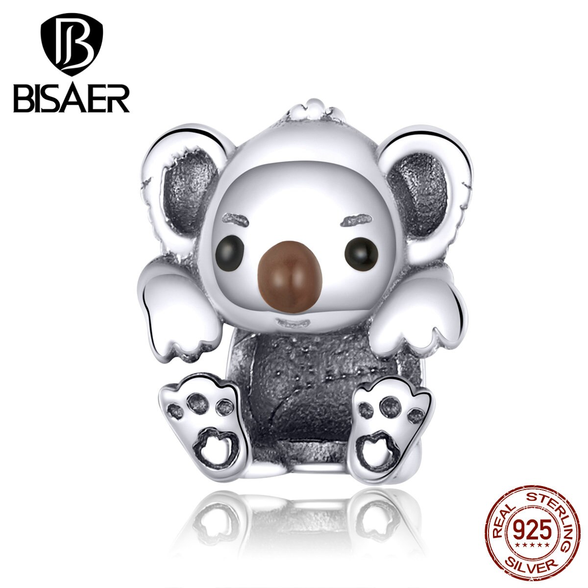 Animal Charms BISAER 925 Sterling Silver Baby Koala Beads Charms fit Charm Bracelets Silver 925 Jewelry Making ECC1304