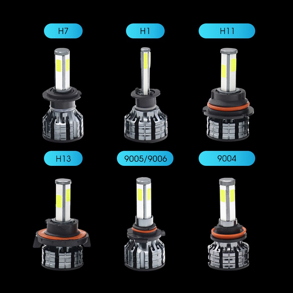 ISincer H7 LED 4 lados COB 10000LM H1 H13 H8 H9 H11 LED 9004 HB1 9005 HB3 HB4 9006 bombillas de faro delantero de coche 6000K 12V Luz de niebla Auto: H11 H8 H9