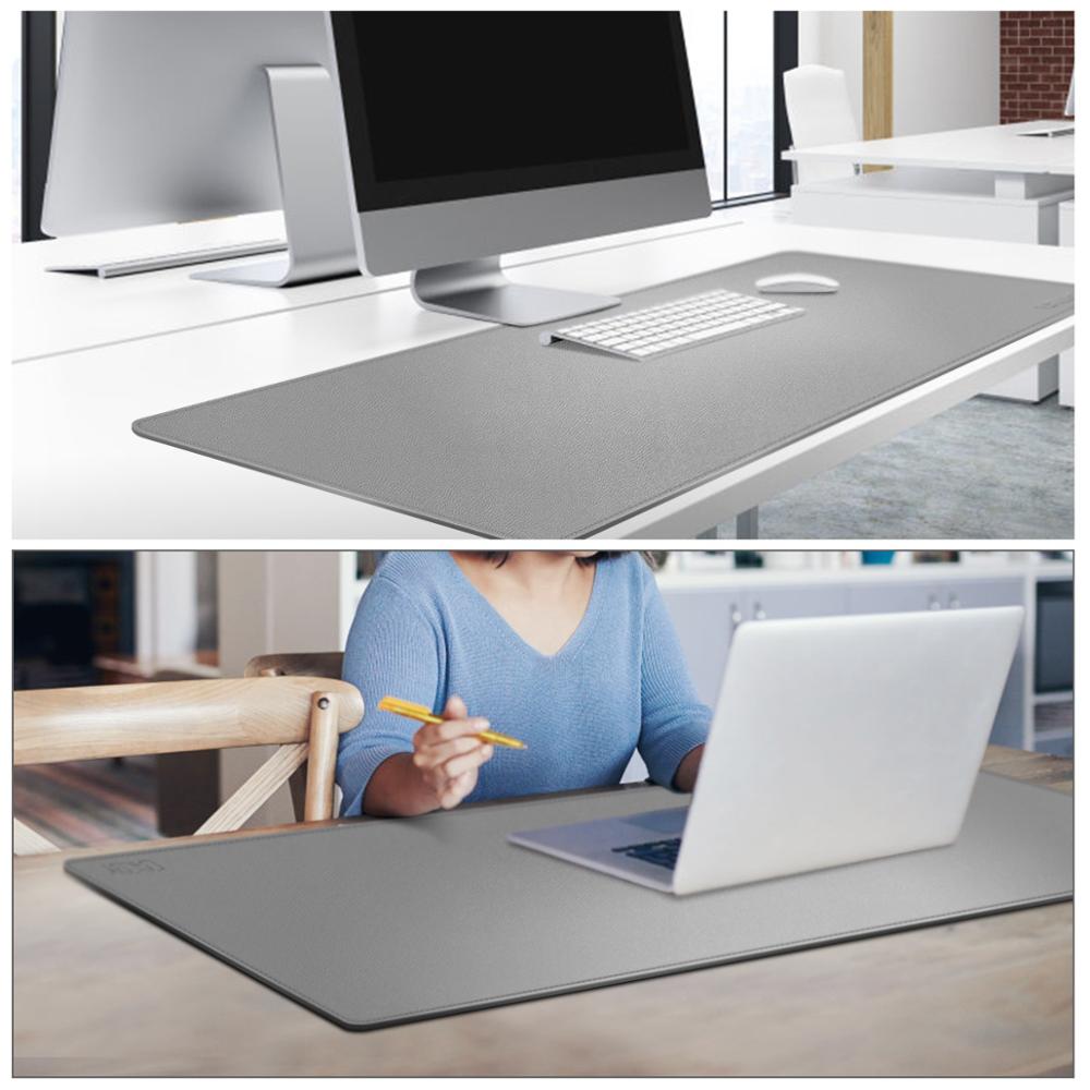 Desk Pad Protecter 100*40cm, CACOY Artificial Leather Desk Mat Desk Mat Blotters for Desktops and Laptops- Grey