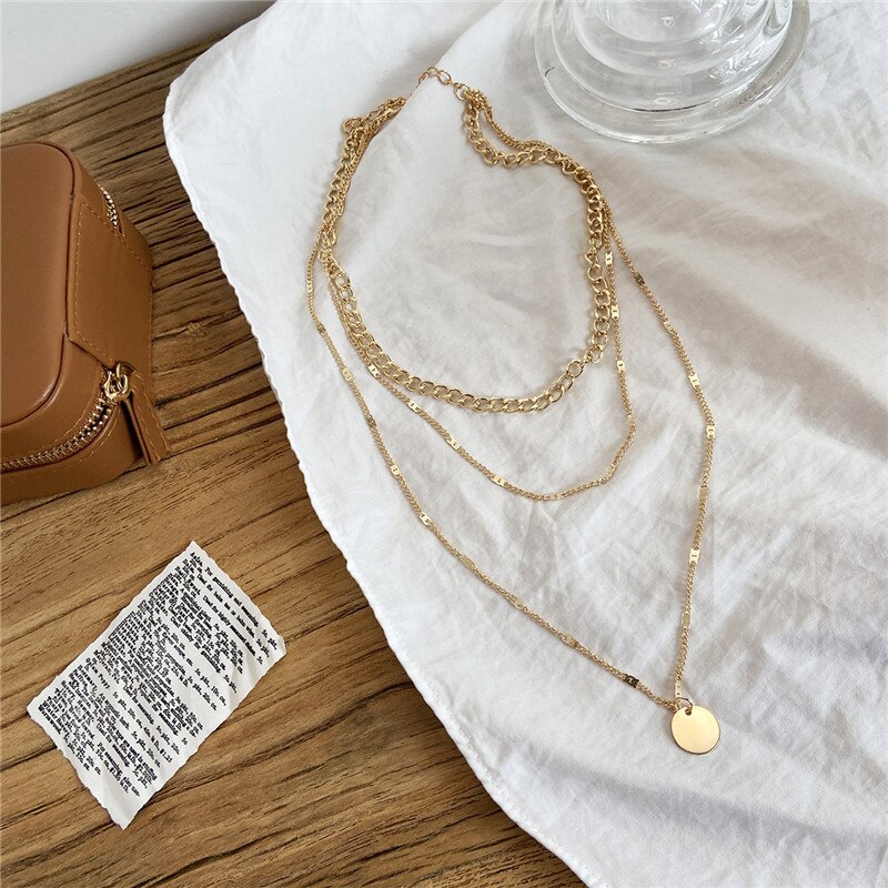 Vintage Necklace on Neck Gold Chain Women&#39;s Jewelry Layered Accessories for Girls Clothing Aesthetic Pendant