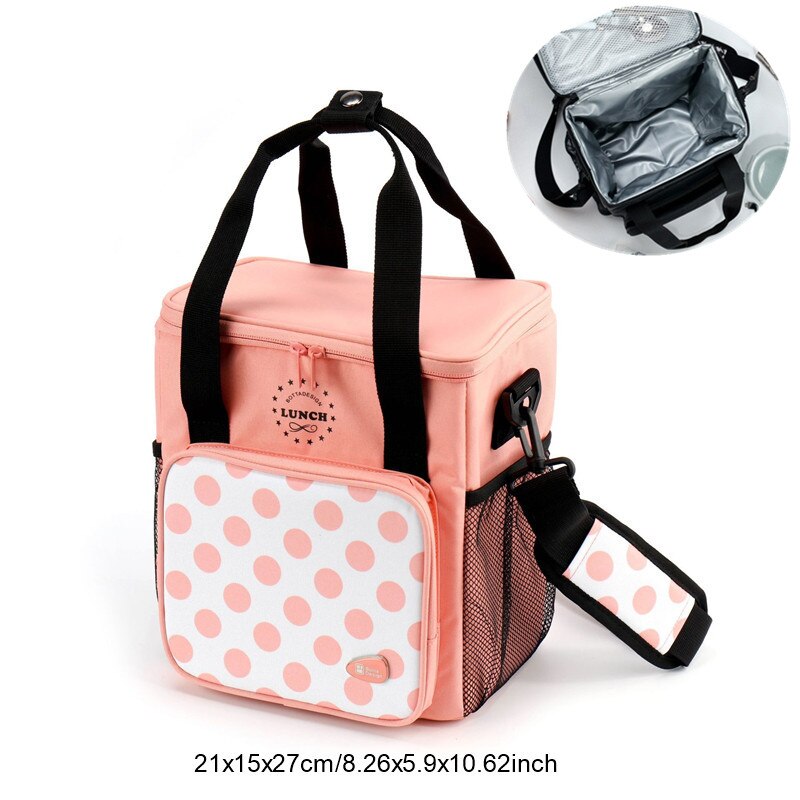 Lunchbox Voedsel Zak Vrouwelijke Geïsoleerde Thermische Verse Cooler Lunch Pouch Draagbare Werk School Picknick Rits Tote Accessoires: A Pink