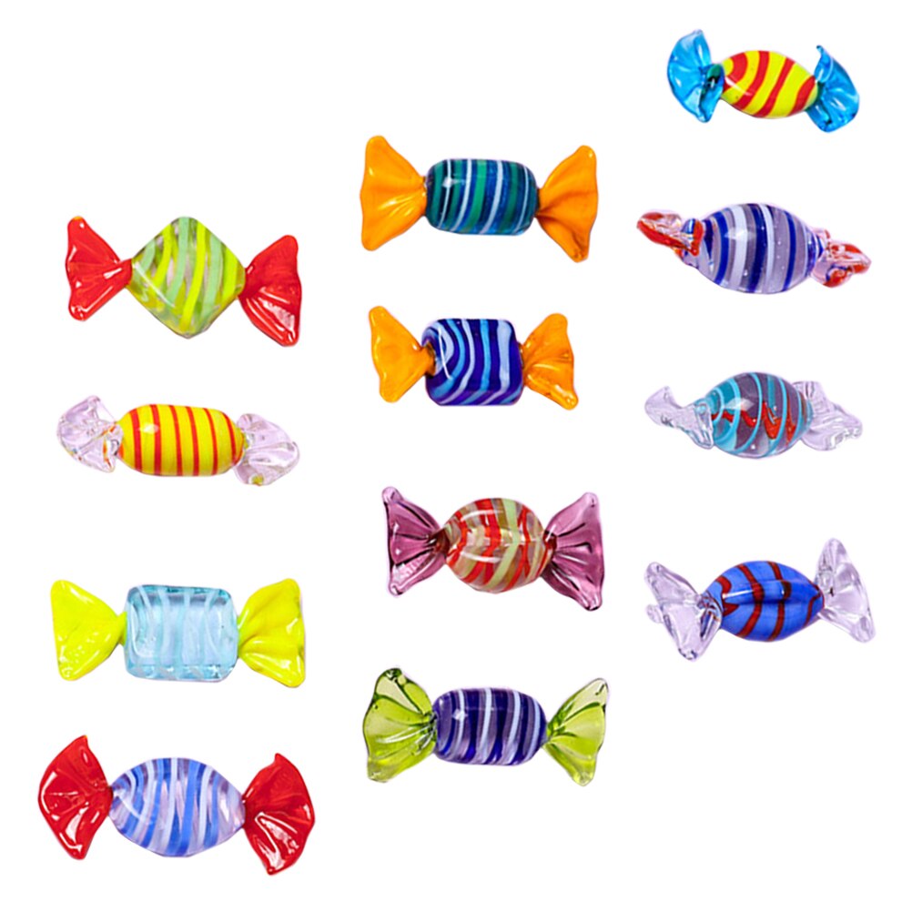 12Pcs Candy Decor Glass Candy Desktop Decors Party Prop (Random Style): Default Title