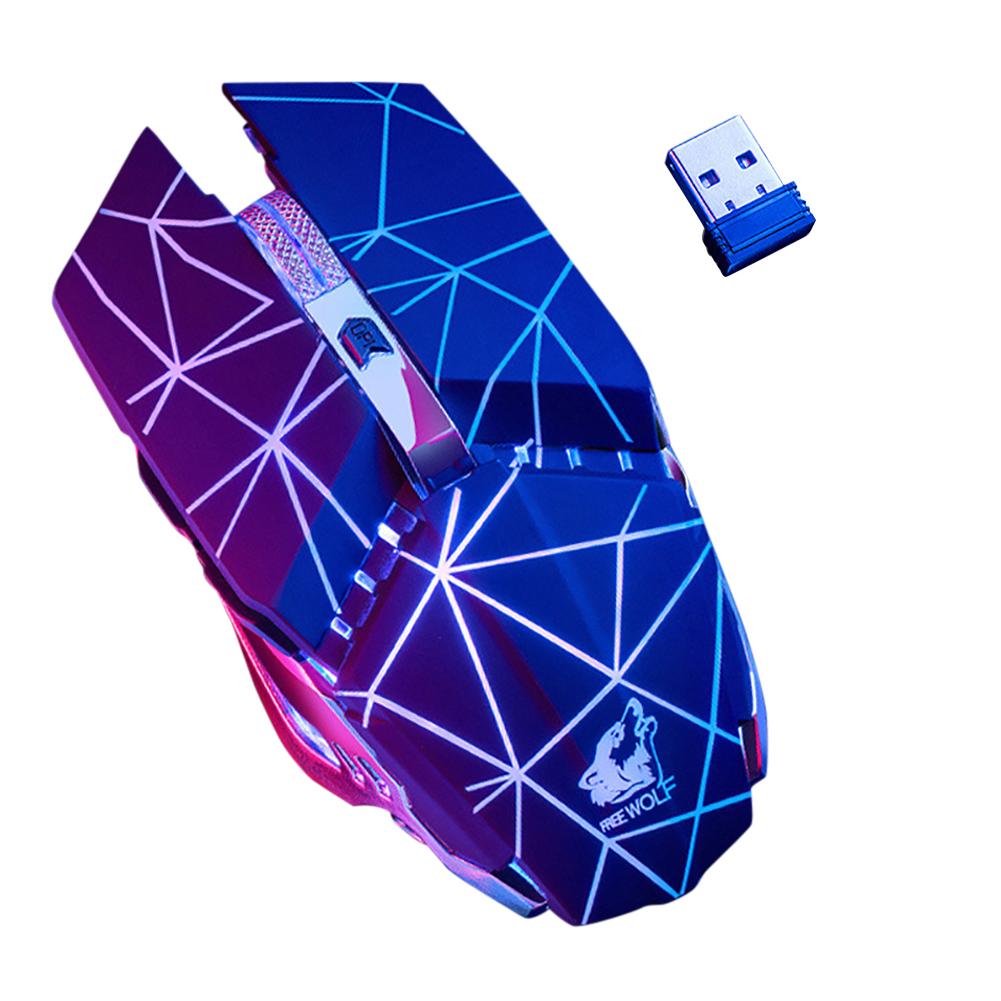 Free Wolf X11 Wireless Rechargeable Game Mouse Silent Illuminated Mechanical 1800Dpi 2.4G USB Wireless 7 Color Mouse
