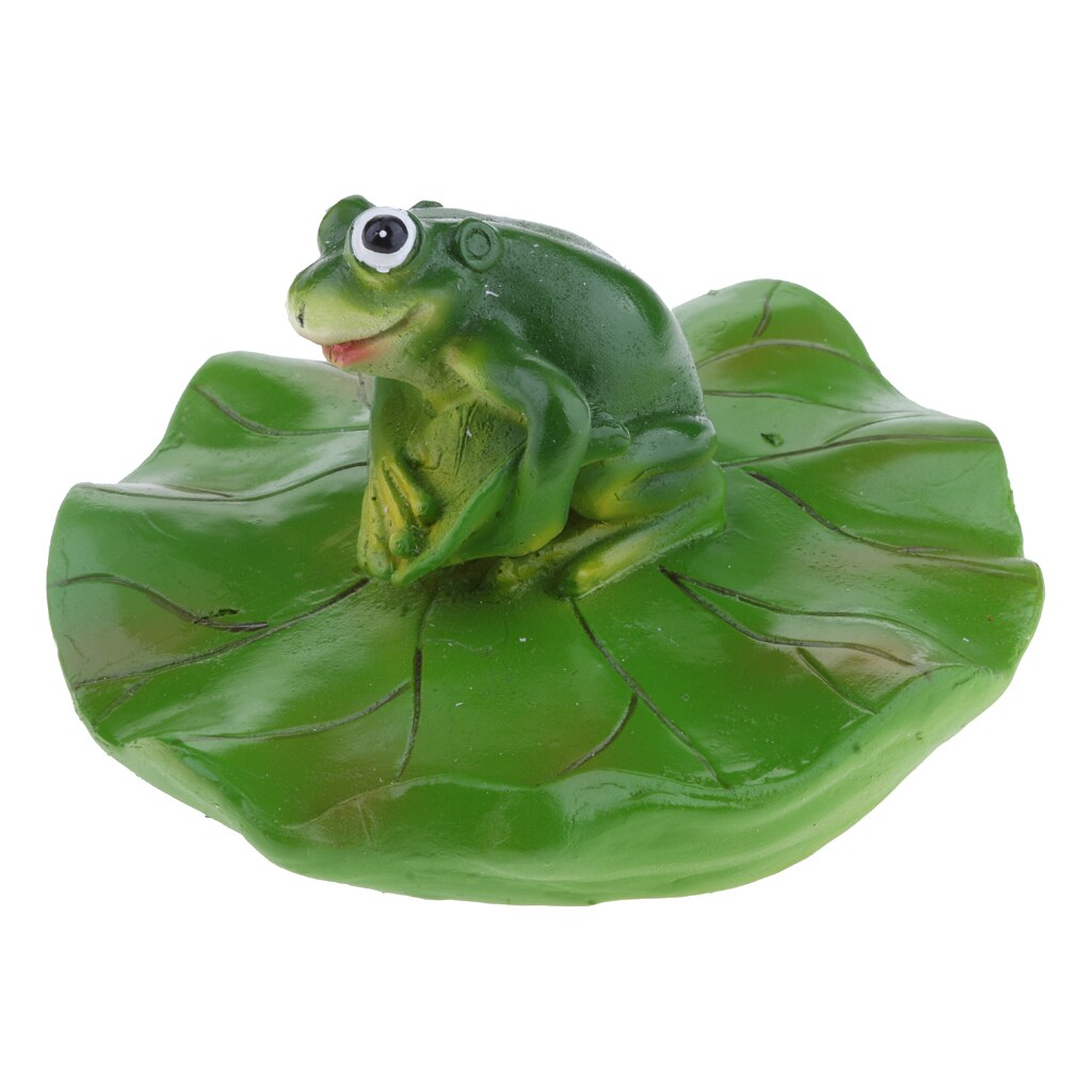 6 Style Pond Lifelike Water Floating Lotus Leaf Ornament Sculpture Frog Bathtub Toys Resin Artificial Animals Home Decor