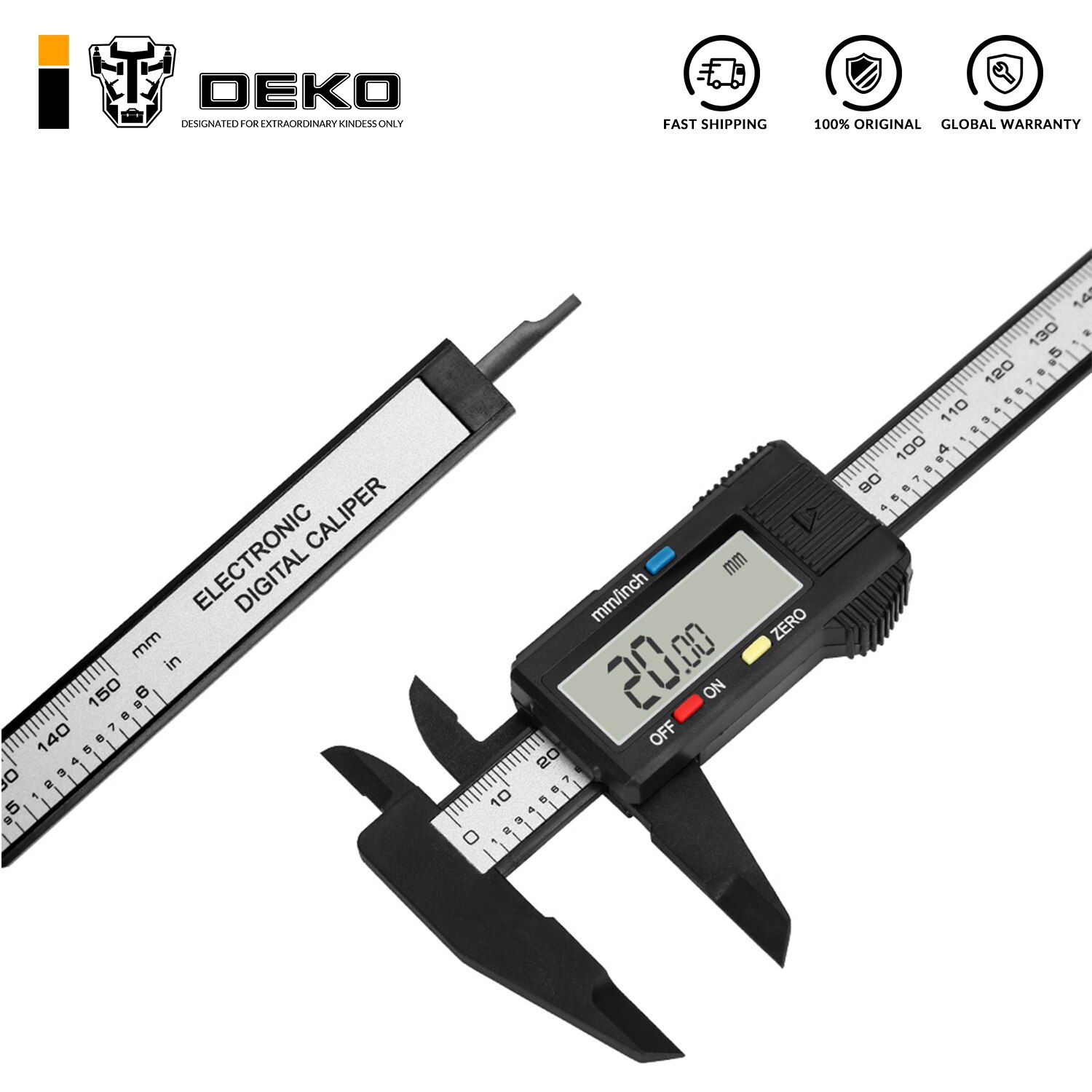 DEKOPRO Meten 0-150mm 6 inch LCD Digitale Elektronische Carbon Fiber Schuifmaat Gauge Micrometer