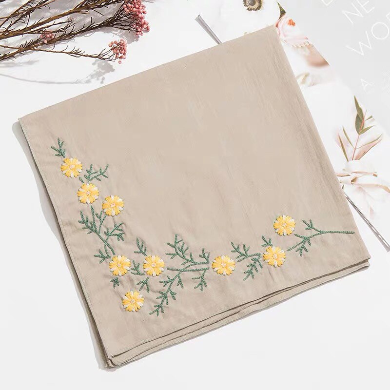 Handkerchief DIY Embroidery Kit Needlework Flower Cross Stitch Set with hoop Handwork Swing Handmade Craft Unfinished