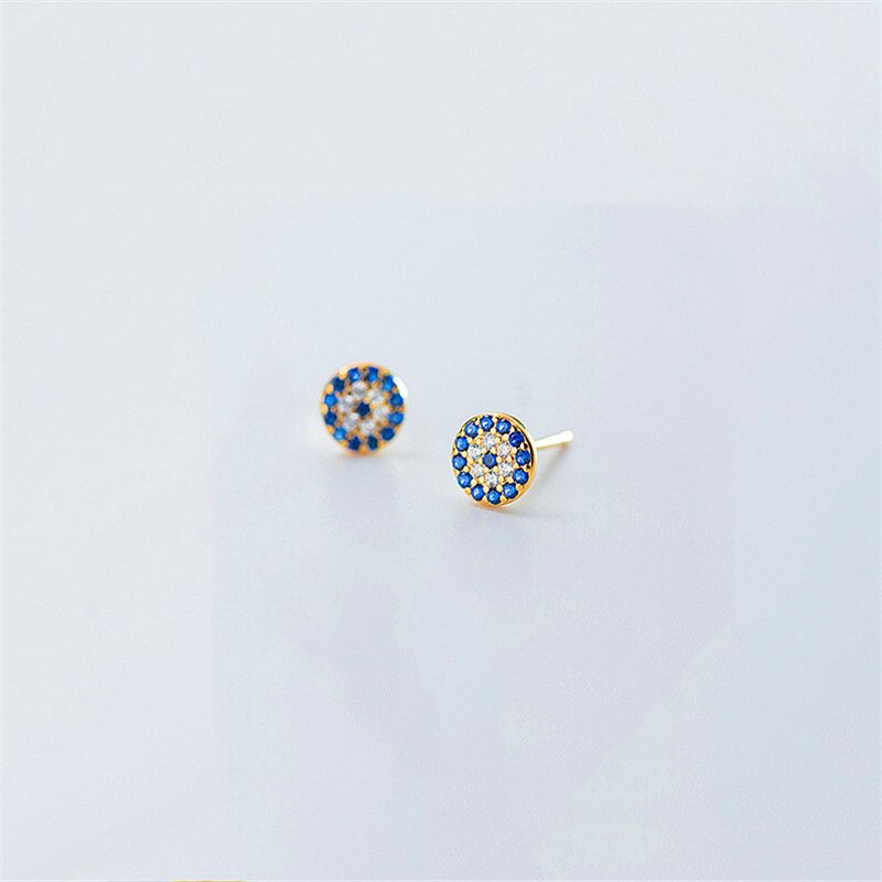 INZATT Talismano Occhi Azzurri Pieni Zircone Tondo Orecchini Con Perno Reale dell'argento Sterlina 925 di Boho Gioielleria Raffinata Per Le Donne Del Partito Accessori