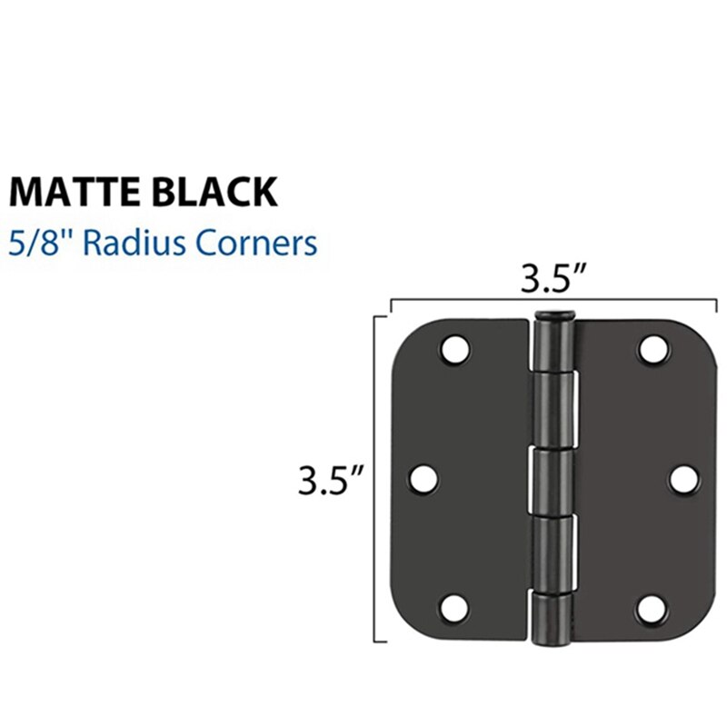 Deur Scharnieren 3.5In X 3.5In Residentiële Interieur Deur Scharnieren Afgeronde 5/8 Inch Radius Hoeken, Scharnier, pak Van 12