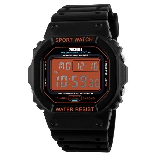 Reloj deportivo Digital SKMEI 1134 para hombre, reloj de pulsera resistente al agua con cronógrafo y alarma para exteriores: orange
