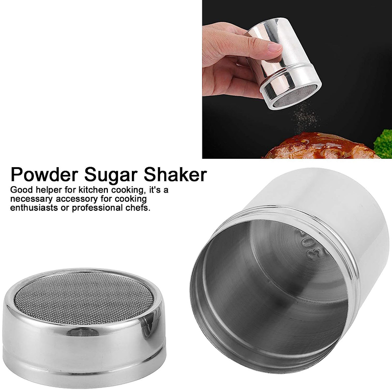 LMETJMA Pulverzuckerstreuer Staubtuch Bagger Edelstahl Pulverzuckerstreuer mit Deckel Gittergewebe Shaker Pulverdosen Gläser JT219