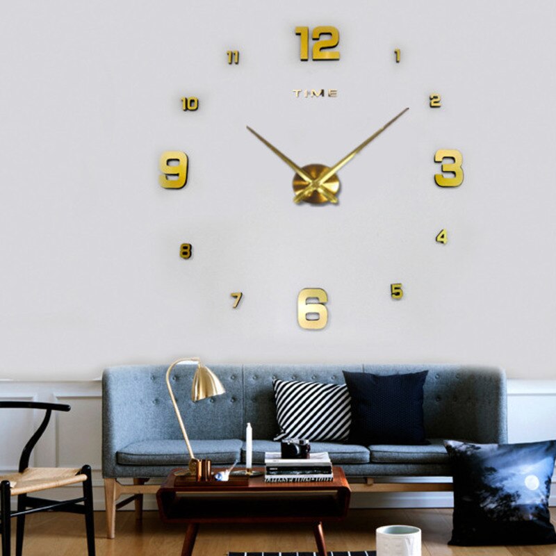 3d store vægur moderne forhastede quartz ure ure spejl klistermærke gør-det-selv stue dekoration