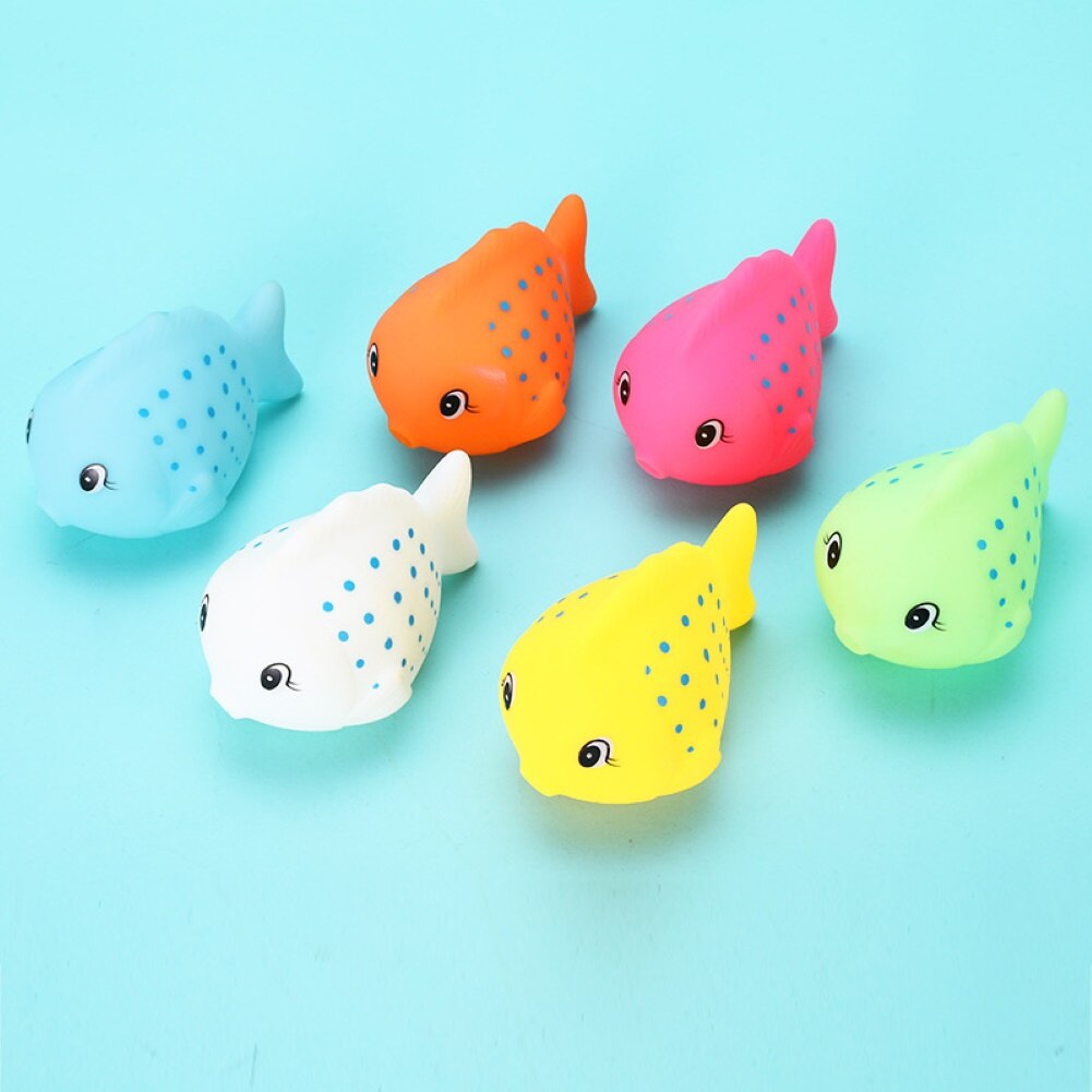 6Pcs Cartoon Chubby Fish Squeeze Sound Bathroom Water Play Game Baby Bath Toy Children's vinyl squeeze music bath bath play toys