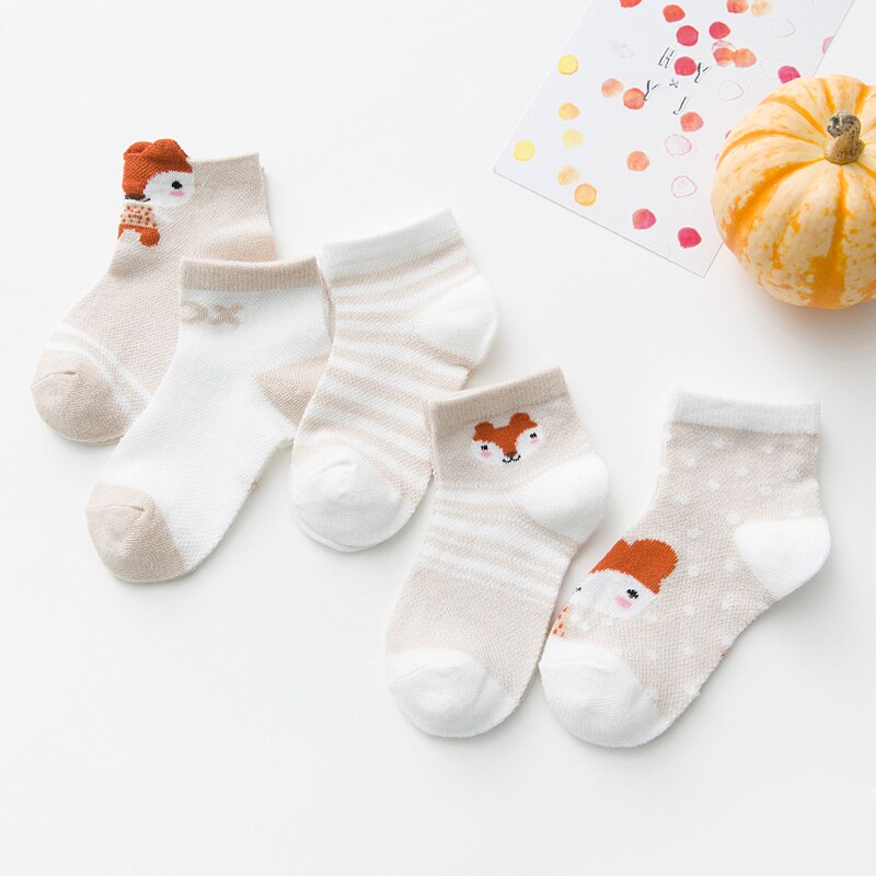 5 Paren/pak Baby Peuter Sok Vos Patroon 0-24M Mesh Katoen Zomer Sokken Voor Pasgeborenen Baby Meisje Sokken baby Sokken Voor Baby Jongens