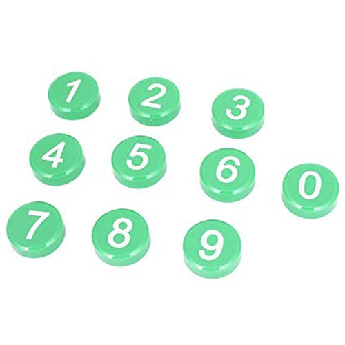 Xrhyy 10 stk 0-9 arabiske tal magneter print rund whiteboard magnetisk køleskab pins klistermærker køkken hjemmekontor skole håndværk: Grøn