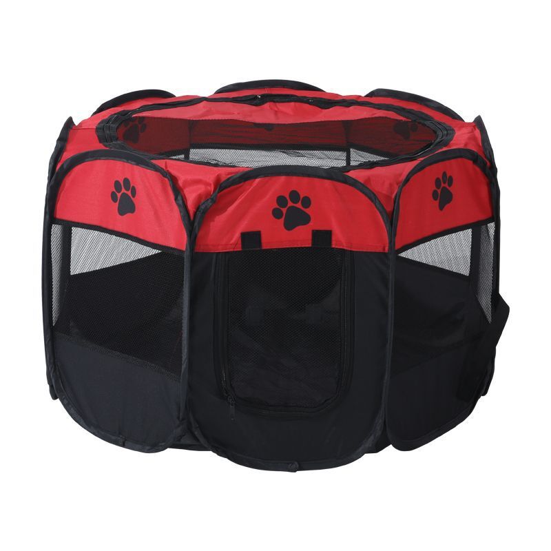 Bærbart sammenklappeligt kæletelt hundehus ottekantet bur til kat telt kravlegård hvalpe kennel nem betjening hegn udendørs store hunde hus: 1-4 / 73 x 73 x 43cm