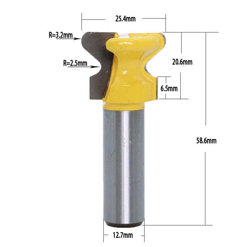 CHWJW 1pc 8mm 1/2 &quot;Shank Klassieke Dubbele Vinger Hout Router Bit C3 Carbide Hout Lade Frezen houtbewerking Gereedschap: 12.7mmx25.4mm