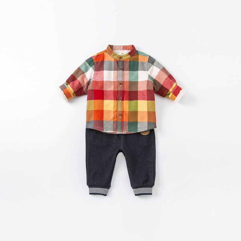 DB20230-K Dave Bella Winter 18M-11Y Mode Baby Jongens Plaid Shirts Baby Peuter Tops Kinderen Kleding