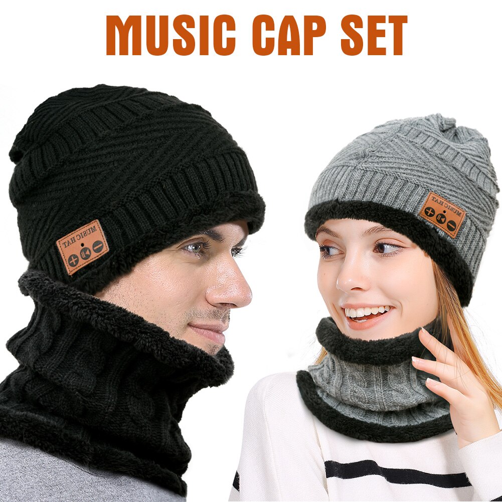 Dames heren hardlopen bluetooth muts winter warm buitensporten handsfree bellen draadloze hoofdtelefoon muziek muts nek buis gebreid