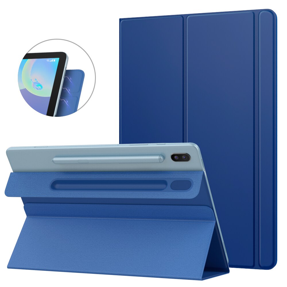 Étui folio intelligent, légé et fin, 10,5 pouces pour Samsung Galaxy Tab S6, couverture légère avec absorption magnérique: Indigo