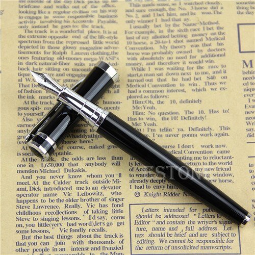 Klassieke Student Zilveren BAOER 3035 Rvs Zilver Medium Nib Vulpen: Black