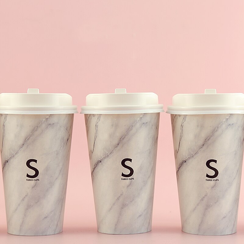 Paquets créatifs en papier pour café | Tasse à café jetable, boisson chaude à emporter 500ml thé au lait, boisson, tasses d'emballage de jus avec couvercles