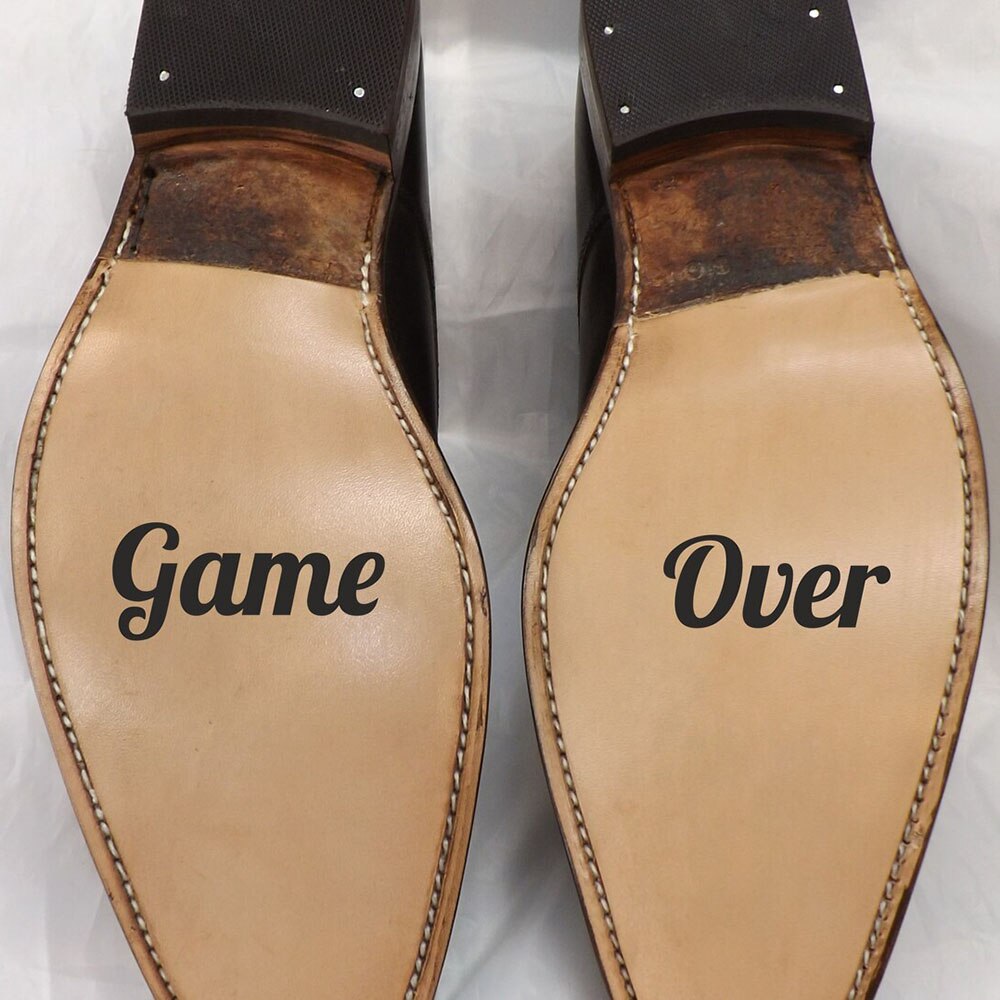 Game Over Wedding Groom Shoe Stickers Vinyl Decal Removable Bridal Groom Wedding Shoe Decals Wedding Decor Sticker A217