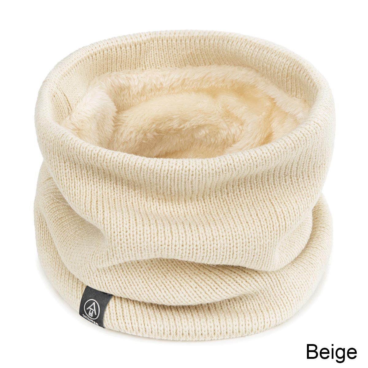 Evrfelan vinterring skjerf dame og herre bomull varm hals slitasje strikket strikk o skjerf unisex barn vinter tilbehør: Beige