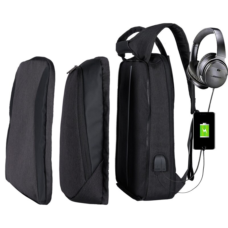 XQXA 17.3 "Slim Laptop Rugzak Vrouwen/Mannen Zakelijke Tassen met Usb-poort Opladen Waterbestendig Schooltas voor College rugzakken: 1806Nwith H Front BL