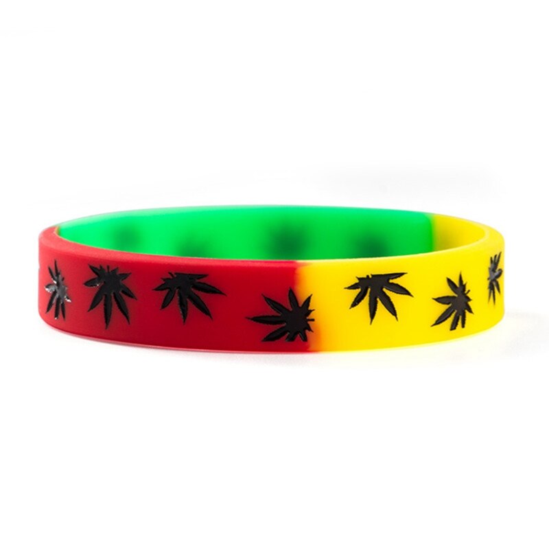 Unisex Leaves Printed Silicone Bracelet Bangles Unisex Rubber Wristband Jewelry: MC
