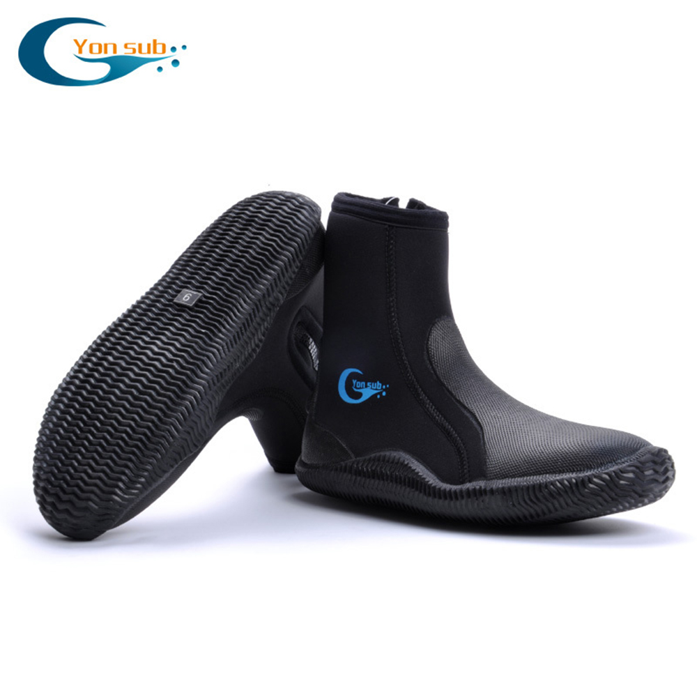YONSUB 5MM neoprene subacqueo vulcanizzazione stivali da immersione superiori alti antiscivolo stivali da immersione per adulti pinne calde scarpe da pesca subacquea: size 12