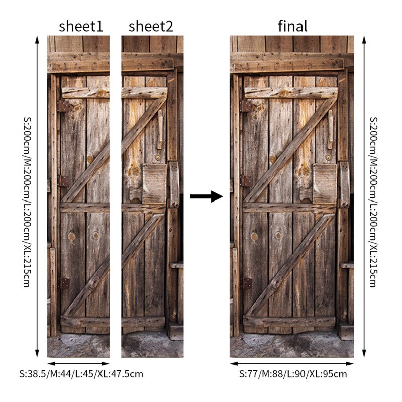 3D Door Sticker Door Pattern Sticker Bedroom Study Bathroom Door Concealment Renovation Wall Decorationhome Furnishing