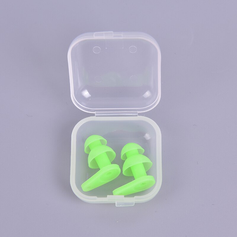 2PCS/1Pair Box-packed Comfort Earplugs Noise Reduction Silicone Soft Ear Plugs Swimming Silicone Earplugs Protective For Sleep: B GN