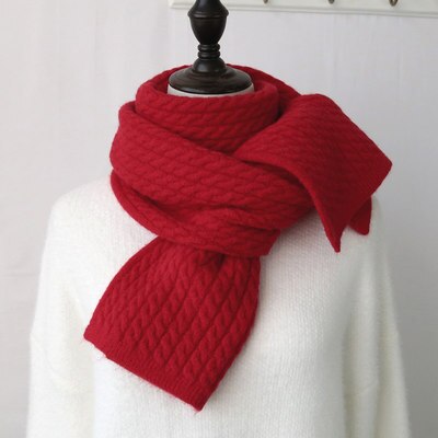 Julypalette Solid Twist Sjaal Vrouwen Herfst Winter Kasjmier Warme Gebreide Sjaals Lange Vrouwelijke Sjaals Pashmina Sjaal 10 Kleuren: Red