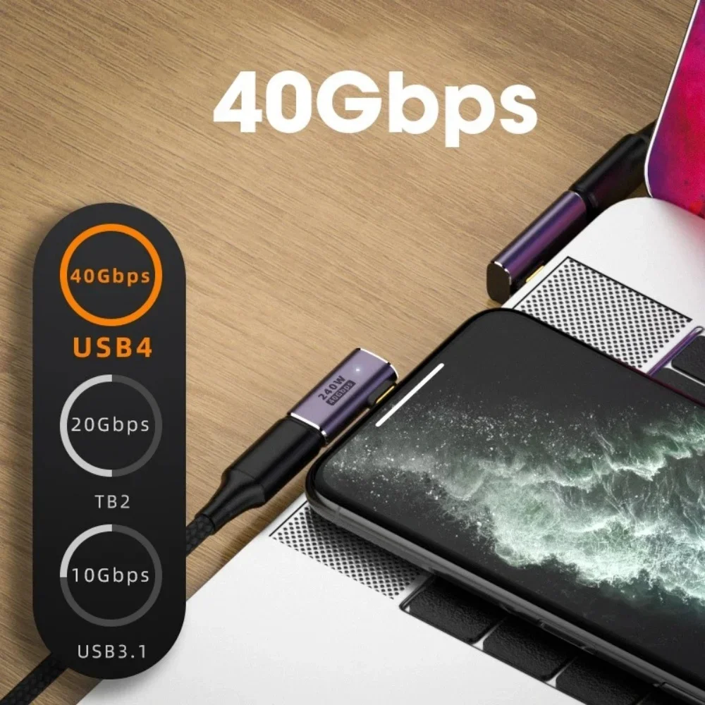 Adapter OTG PD 240 W USB C Szybkie ładowanie Szybki konwerter danych Obsługa USB4.0 40 Gb/s 8K 60 Hz Typ C Adapter kolankowy 90/180 stopni