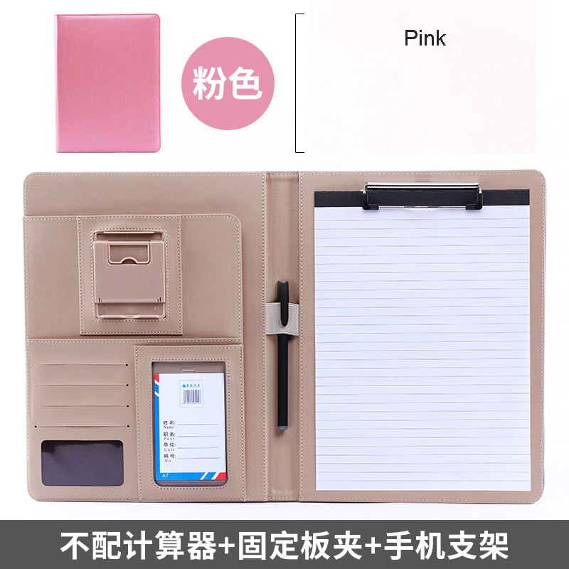 Multifunctional A4 file folder Opening Sheet Writing Splint Stationery Cortex Sales Manager folder Business Folder: pink A