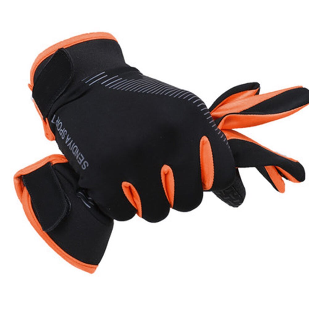 1 paire vélo vélo respirant gants plein doigt écran tactile hommes femmes gants de VTT été mitaines léger gants d'équitation: Orange / XL