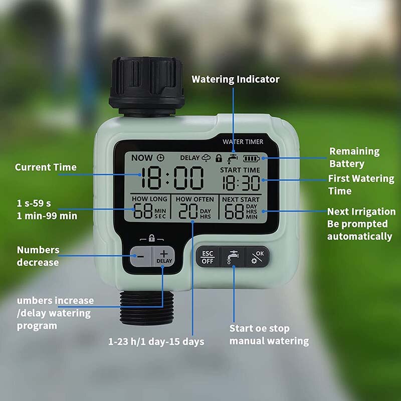 Large Screen Display Waterproof Garden Irrigation Timer Digital Programmable Faucet Watering Timer Irrigation System Controllor