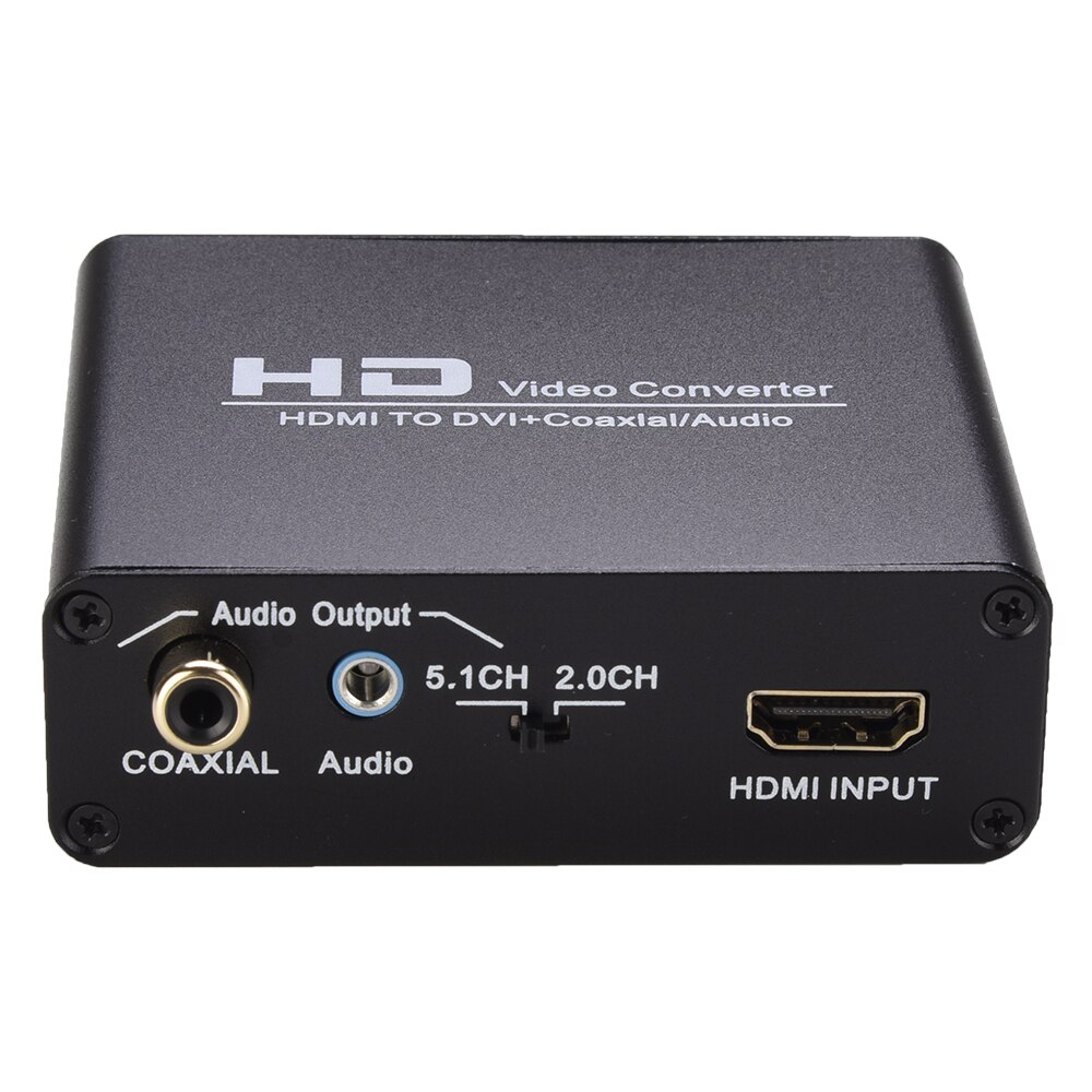HDMI- to DVI Converter with Audio - Sound Splitter to 3.5mm AUX / 2 RCA Stereo &amp; Coaxial output Connector 1080P 720P, 5.1 &amp; 2CH