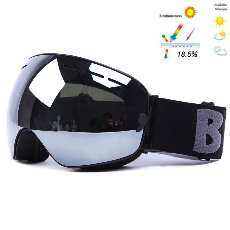GOG-3100 Doppel schichten UV400 Anti-nebel polarisierte Ski brille für männer frauen große Ski maske gläser für skifahren Helm schnee snowboard: Grau