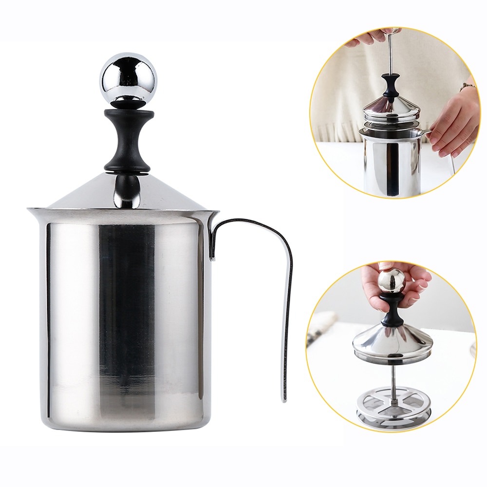 304 Stainless Steel Hand Pump Milk Frother & Creamer Stainless steel hand frother 400/800ml