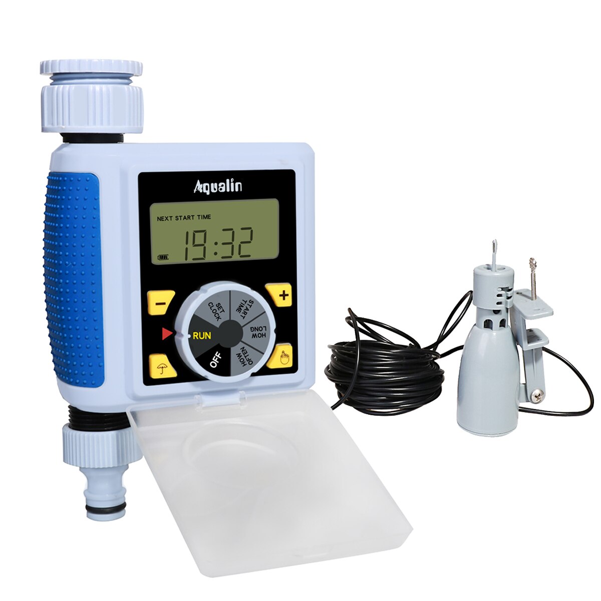 Big Dial&amp;Large Screen Automatic Water Timer Irrigation Garden Controller 21055 and Rain Sensor 21103 and Humidity Sensor 21106: with rain sensor