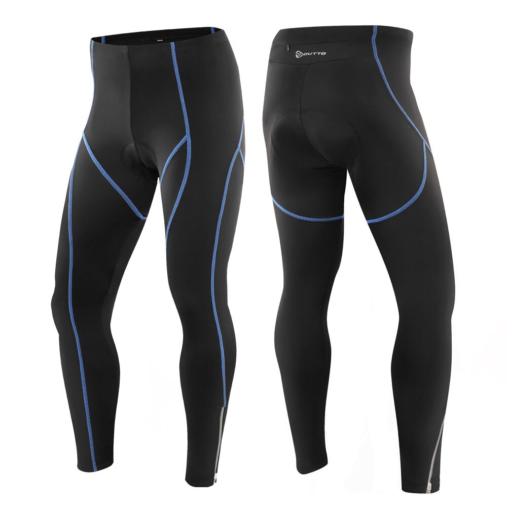Outto Men's Cycling Tights - 3D Gel Padded Compression Full Length Breathable Race Bike Pants: Blue / XXL
