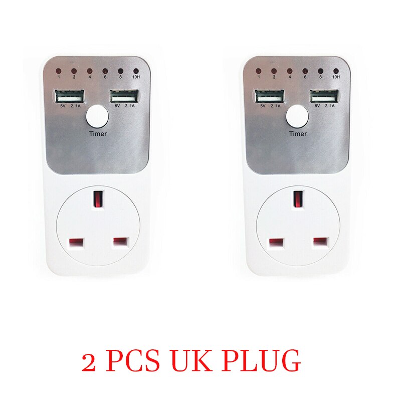 1-4pcs Dual USB Port Electronic Digital Timer Switch Smart Home Smart Life EU UK Plug Timer Outlet Programmable Timing Socket: 2 PCS UK Plug