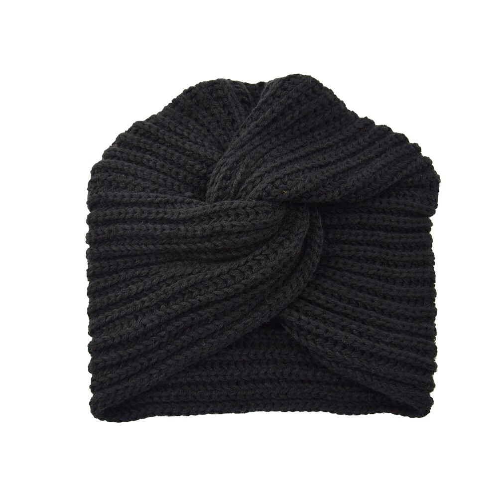 noeud Bandanas Turban automne hiver tricot Turban casquette solide Center croix femmes cheveux écharpes: 9