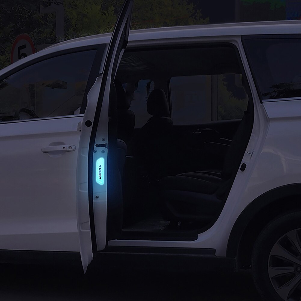 4Pcs OPEN Car Vehicle Door Reflective Safety Mark Warning Decals Sticker Decor