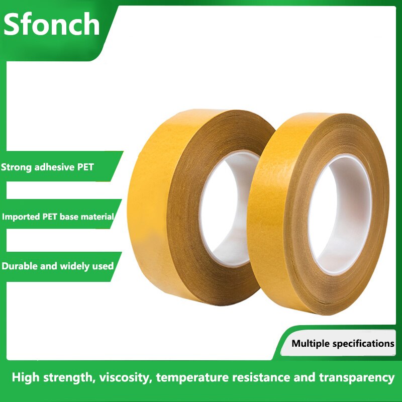 Sfonch-Cinta de doble cara ultrafina, transparente, fuerte, sin marcar, PET, resistente al agua, de alta temperatura