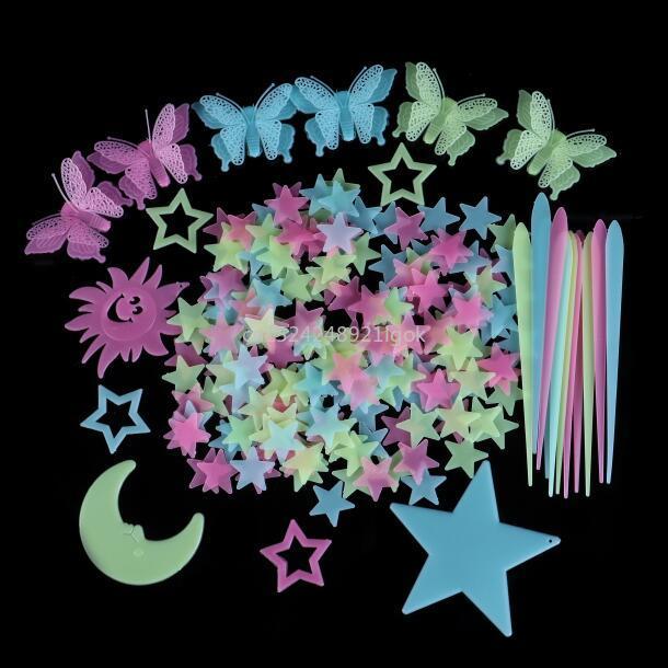 Luminous Stickers, Stars, Fluorescent Wall Stickers, Bedroom Starry Sky Self-adhesive 3D Stickers