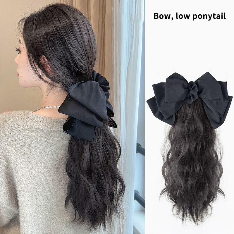 Extensions capillaires synthétiques longues et bouclées pour femmes, postiche avec nœud, pince à cheveux naturelle, postiche moelleuse